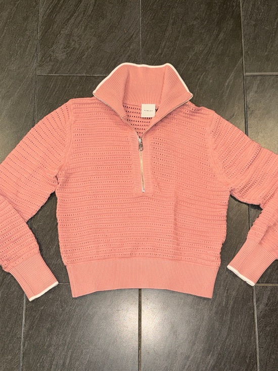 Varley Sweaters - Varley Pink Half-Zip Textured Knit Pullover